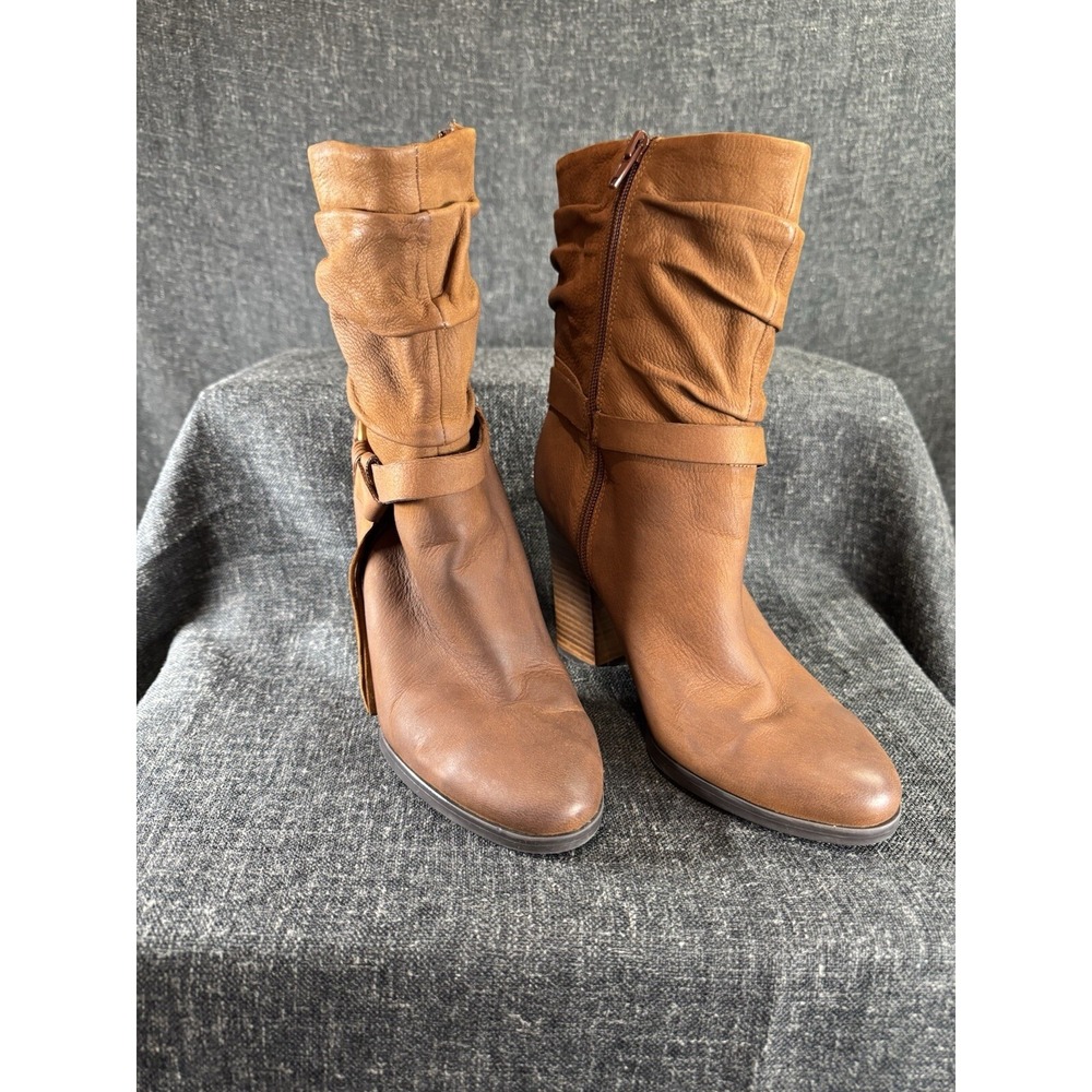 GUESS Womens Tamsin Slouch Leather Brown Mid-Calf Western Boots US 8.5